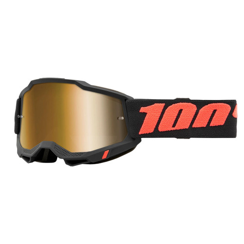 100% Accuri 2 MTB Goggles True Gold Mirror Lens Borego Black