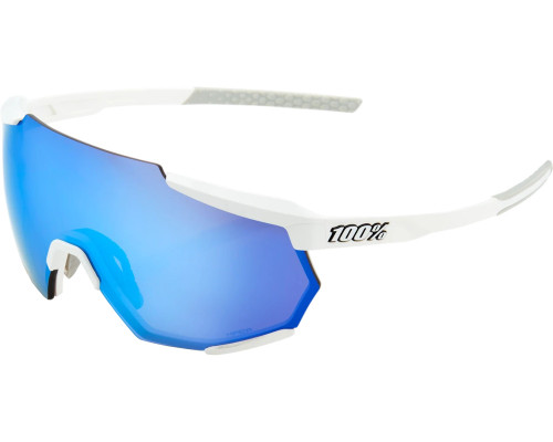 100% Racetrap 3.0 Sunglasses Matte White (HiPER Blue Multilayer Mirror Lens)