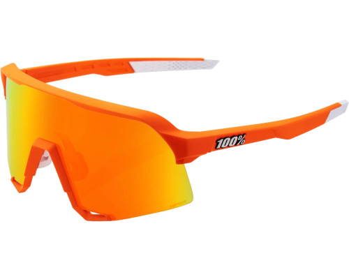 100% S3 Sunglasses Soft Tact Neon Orange (HiPER Red Multilayer Mirror Lens)