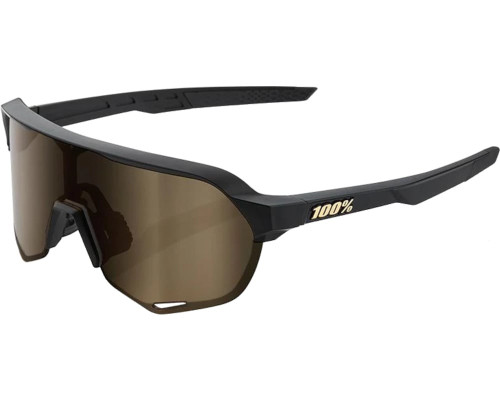 100% S2 Sunglasses Matte Black (Soft Gold Mirror Lens)