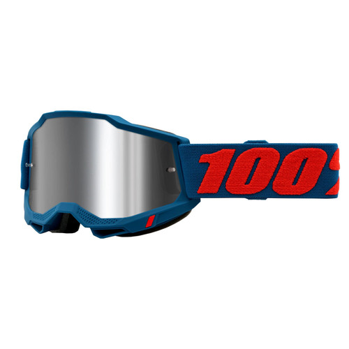 100% Accuri 2 MTB Goggles Mirror Silver Flash Lens Odeon Blue