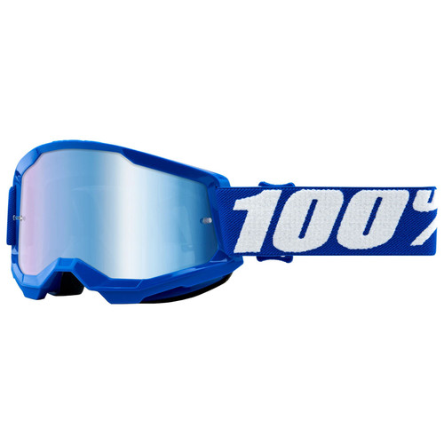 100% Strata 2 Youth MTB Goggles Mirror Blue Lens Blue