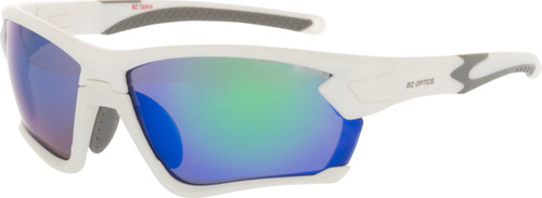 BZ Optics Tour Sunglasses Matte White (Green Mirror Lens)