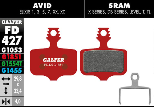Galfer FD427 SRAM 2 Piece Road G1851 Advanced Disc Brake Pads