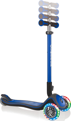 Globber Elite Deluxe Kids Foldable Light Up Scooter Navy Blue