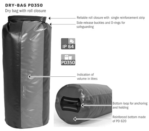 Ortlieb 13L PD 350 Dry Bag Black Slate