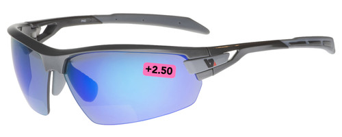 BZ Optics Pho Blue Mirror Bifocal +2.50 Glasses Graphite Frame