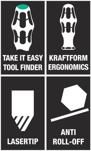Wera 334/6 Kraftform Plus 5 Piece Screwdriver Set w/ Rack