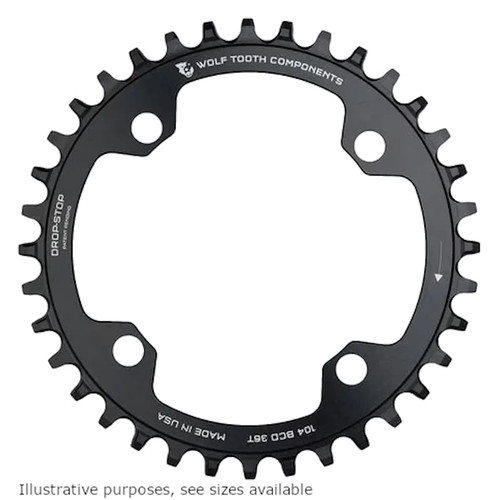 Wolf Tooth 104 BCD Drop Stop 1x Shimano 12spd Chainring Black