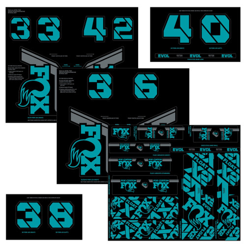 Fox Custom Fork and Shock Decal Kit 2021 Turquoise