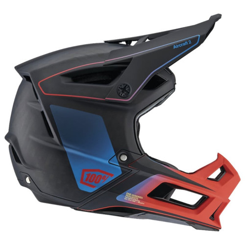 100% Aircraft 2 DH/Enduro Helmet Carbon/Blue/Neon Red