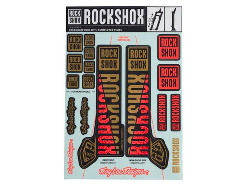 RockShox Pike/Lyrik/Yari/Domain/Revelation 35mm Troy Lee Designs Decal Kit (2018+) - Gold/Orange