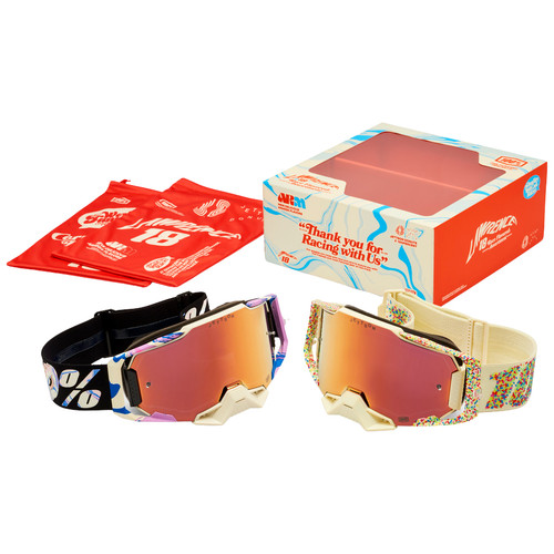 100% Armega Jett Lawrence Ltd Edition Donut 2 Pk MTB Goggles