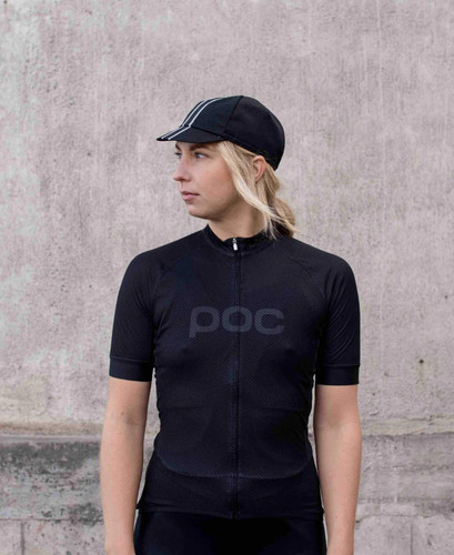 POC Womens Essential Road Logo Uranium Black Jersey