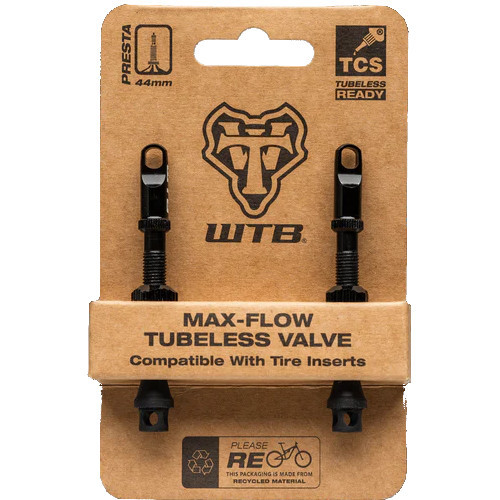 WTB TCS AL Max-Flow Black 44mm Presta Valve Pair