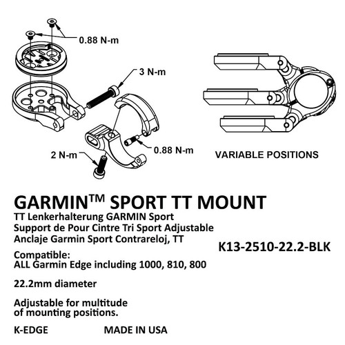 K-Edge TT Mount For Garmin - Black