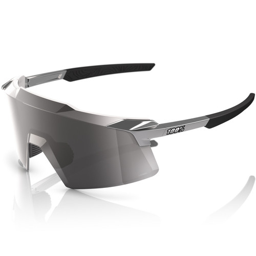 100% Aerocraft Sunglasses Gloss Black Chrome HiPER Silver