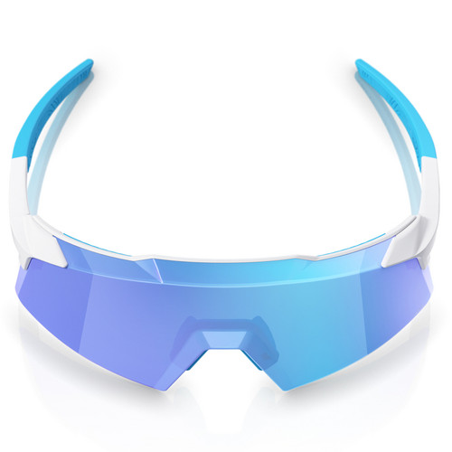 100% Aerocraft Sunglasses Matte White HiPER Blue Mirror