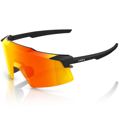 100% Aerocraft Sunglasses Soft Tact Black HiPER Red Mirror