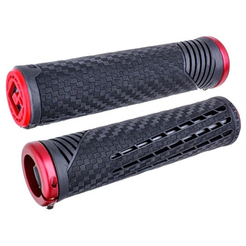 ODI MTB CF Lock-On Grip V2.1 135mm Blk / Red W/ Mt Red Clp