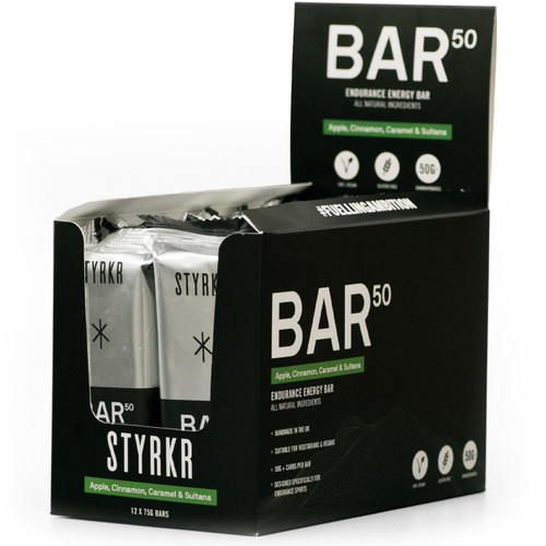 Styrkr Bar50 Apple Cinnamon Caramel Sultana Energy Bar x 12 Box
