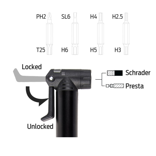 Azur Clever Valve Mini Pump + 8-In-1 Screwdriver