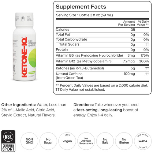 Ketone-IQ Caffeine Apple 2oz Single Shot (60mL)
