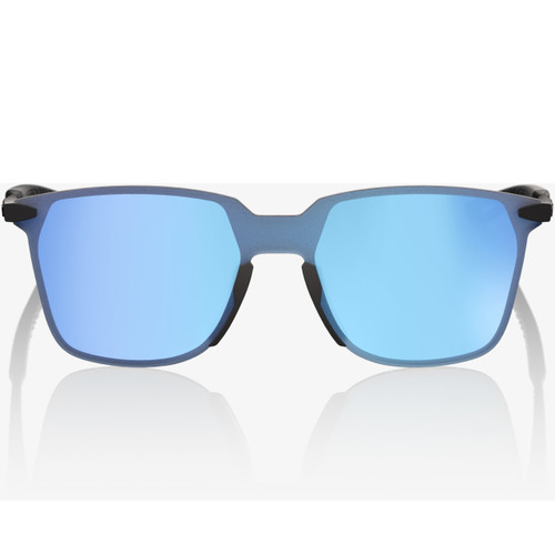 100% Legere Square Sunglasses Soft Tact Black HiPER Blue Mirror