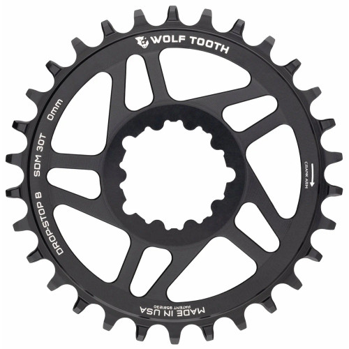 Wolf Tooth Chainring SRAM 3-Bolt DM 0mm Offset Dropstop B