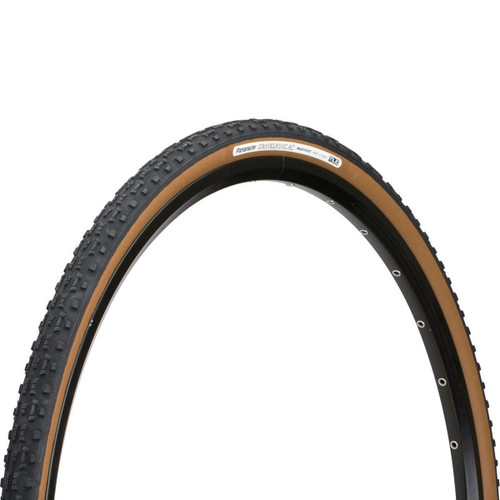 Black tyre with brown sidewall