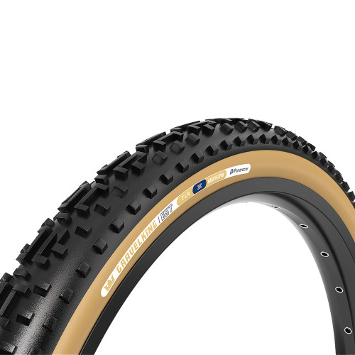 Black gravel tyre with brown sidewall Black gravel tyre with brown sidewall