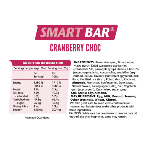Em's Power Cookie Cranberry Chocolate Bar 75g