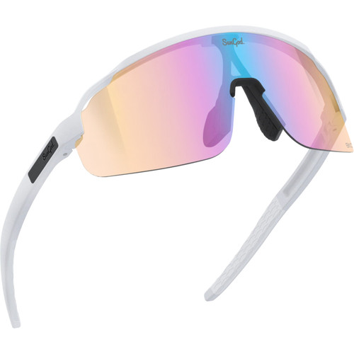 Sungod Forty2s Matte White with HV Iris Blue Lens