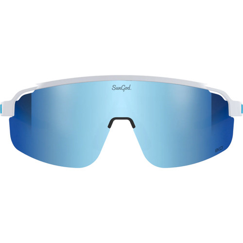 Sungod Forty2s Matte White with Silver Blue Lens
