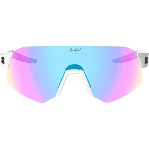 Sungod Ultras Matte White with Iris HV Blue Lens