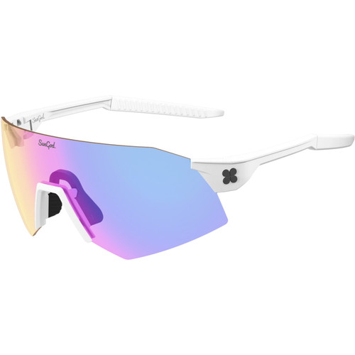 Sungod Ultras Matte White with Iris HV Blue Lens