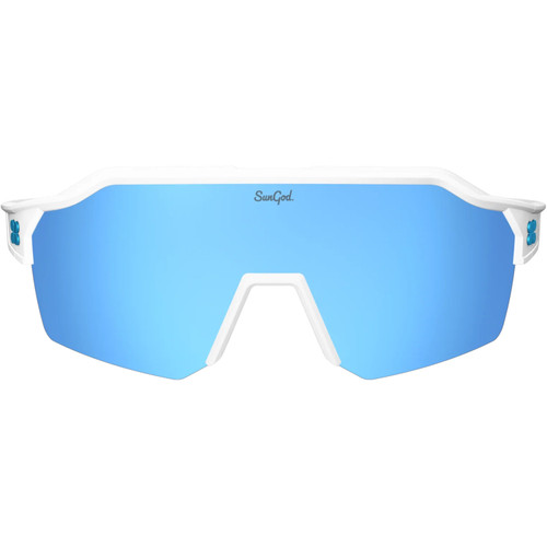 Sungod Velans Matte White with Silver Blue Lens