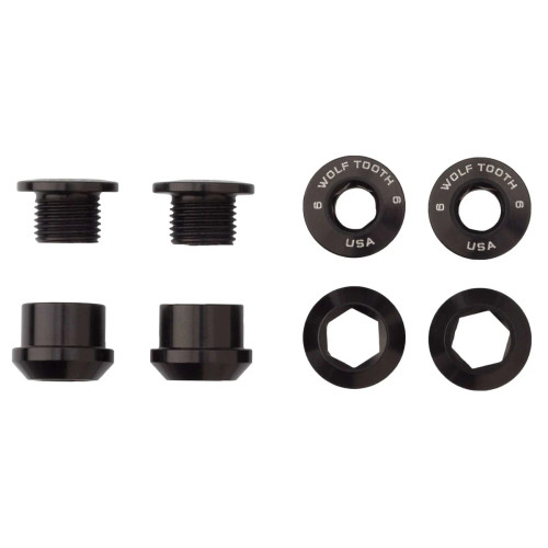 Wolf Tooth Set of 4 Chainring Bolts/Nuts for 1X Black
