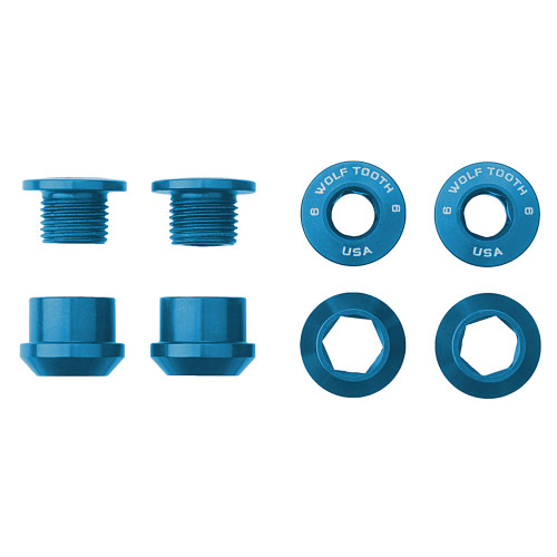 Wolf Tooth Set of 4 Chainring Bolts/Nuts for 1X Blue