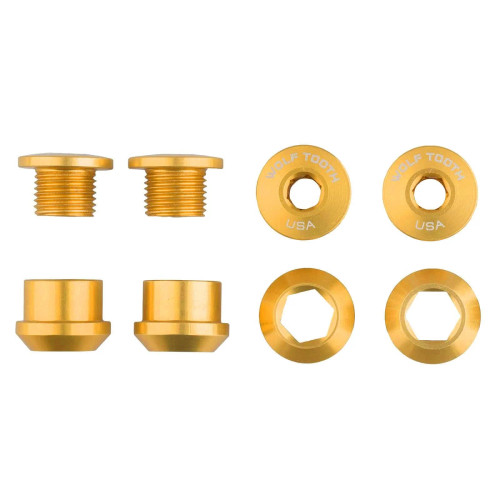 Wolf Tooth Set of 4 Chainring Bolts/Nuts for 1X Gold