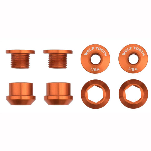 Wolf Tooth Set of 4 Chainring Bolts/Nuts for 1X Orange
