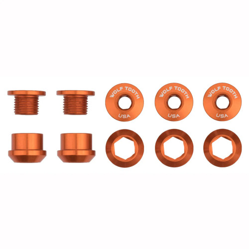 Wolf Tooth Set of 5 Chainring Bolts/Nuts for 1X Orange