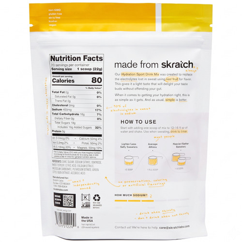 Skratch Labs Sport Hydration Drink Mix Caffeinated Mango 440g