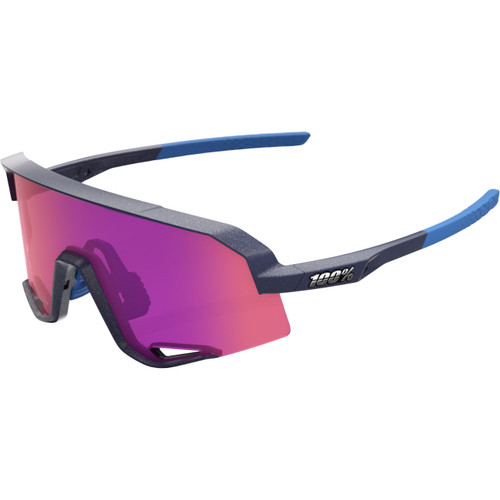 100% Slendale Sunglasses Satin Storm Metallic w/Purple Mirror Lens