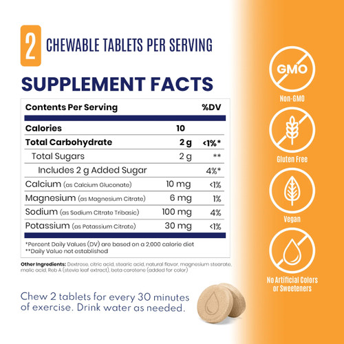 SaltStick Electrolyte FastChews Orange 60 Chew Bottle