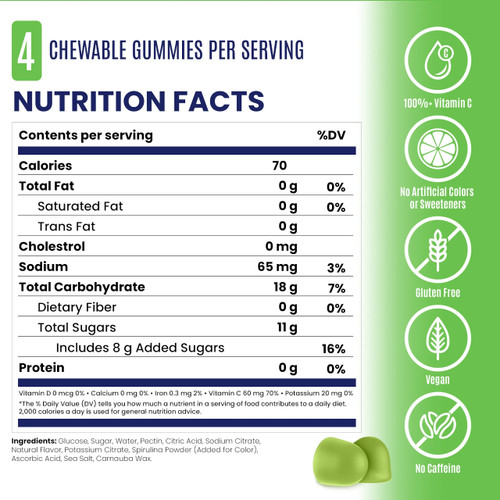 SaltStick Energy Gummies Green Apple Packet of 8