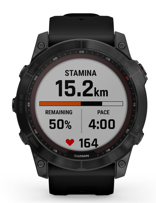 Garmin fenix 7X Sapphire Solar Multisport GPS Watch Carbon Grey DLC Titanium w/Black Band