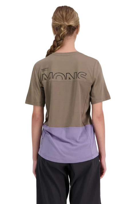 Mons Royale Womens Tarn Merino Shift Tee-Shirt Walnut / Thistle