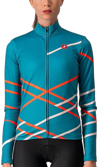 Castelli Diagonal Womens Jersey FZ Teal Blue/Brilliant Soft Pink 2021