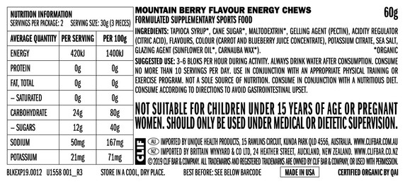 Clif Shot Bloks Energy Chews Mountain Berry 60g